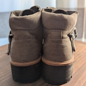 Indigo Gray Ankle Boots with Chunky Platform Sole